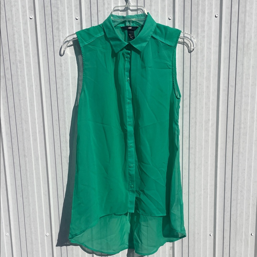 H&M Vibrant Green Sleeveless Blouse